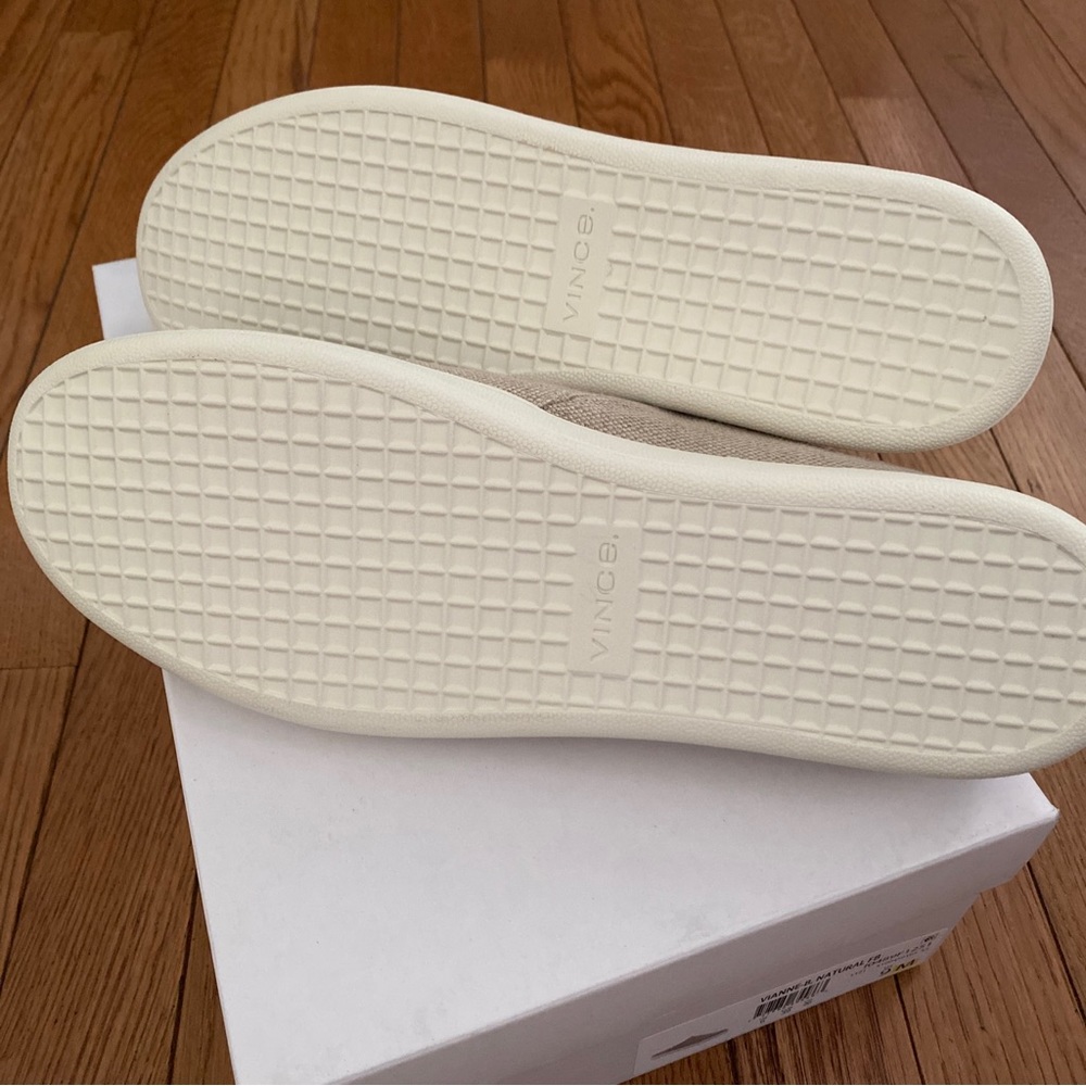 Vince Vianne Mule Slip On Shoe Sneaker in Natural Canvas Leather Insole Comfort - Picture 3 of 7
